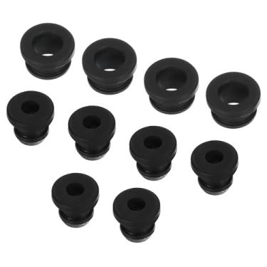 Imagem de Conjunto de 10 furos de borracha com ilhós de encaixe de diâmetro 5,5 mm/7,5 mm ID 3 mm/5 mm vedação antiarranhões para caixa elétrica tubo de cabo preto