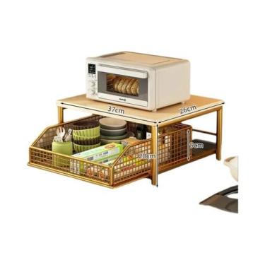 Imagem de Suporte Moderno Para Micro-ondas De Cozinha, Rack De Madeira Sólida E 