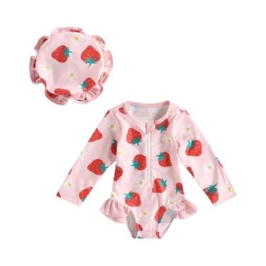 Imagem de Macacão de Banho Infantil para Menina - Flamingo e Flores - Manga Long