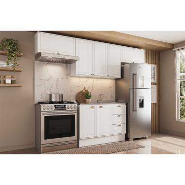 Imagem de Cozinha Modulada Completa Bella 4 Peças (3Aéreos+1Balcão) C4P171 Branco - Carraro