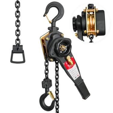 Imagem de Grua de corrente de alavanca de atualização 3/4 tonelada 3 pés, capacidade de 748 kg com guincho, corrente G80 sem óleo e freio de lingueta dupla, para levantar e puxar