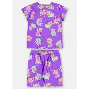 Imagem de Pijama Curto Infantil Menina Roxo Porquinhos Up Baby-Feminino