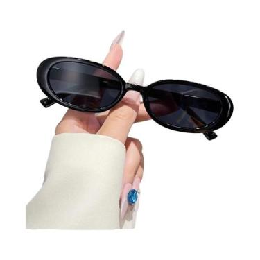 Imagem de Óculos De Sol Oval Em Estilo Tartaruga Preta, Conjunto Fashion Chic Pa