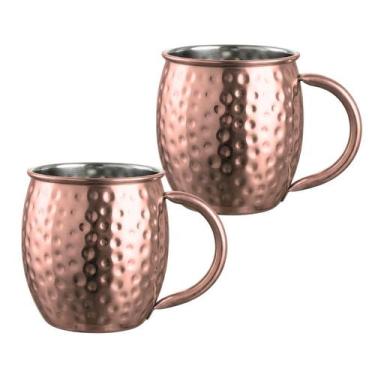 Imagem de Jogo 2 Caneca Moscow Mule Alumínio Cobre Bronze Drinks Bar 500ml - CLI
