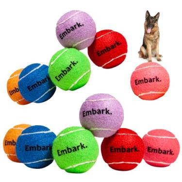 Imagem de Bolas de tênis coloridas e barulhentas para cães pequenos e filhotes – Pacote com 12 – Brinquedos de treinamento para cães para reforço positivo, bola interativa para envolver a atenção do lado de fora, buscar lançador de bola