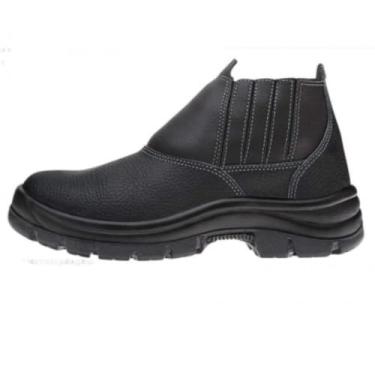 Imagem de Botina de Segurança com Bico de Aço e Elástico Lateral, Couro Nobuck/Grit, Profissional Solado Bidensidade Anti-Impacto