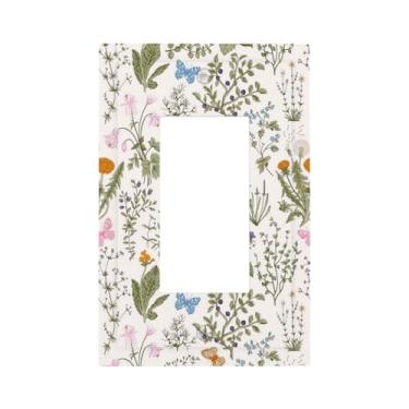 Imagem de Capa de interruptor de luz flores vintage plantas de jardim florais 1 gangue único balancim placa de parede decorativa placa de interruptor elétrico placa frontal para banheiro cozinha decoração de