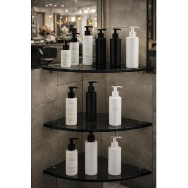 Imagem de 3 Prateleiras Porta Shampoo de Canto em Vidro Fumê 25x25 cm. Organizaç