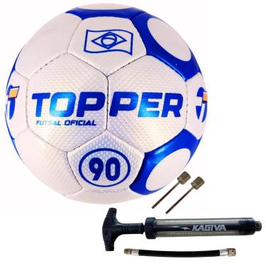 Imagem de Kit Bola De Futsal Topper 90 Oficial Costurada à Mão+Bomba De Ar Kagiva Dupla Ação-Masculino