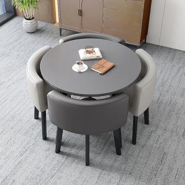 Imagem de Conjunto de mesa de jantar para 4, mesa de jantar redonda e conjunto de cadeiras, mesa de conferência recepção e cadeiras, mesa de cozinha com 1 mesa e 4 cadeiras, para sala de estar e varanda de
