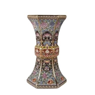 Imagem de AMITVA Vaso de cerâmica chinês, branco, grande, chinês, vaso de flor, porcelana, vasos de cerâmica antiga chinesa, vaso decorativo tradicional-B alto 24,5 cm