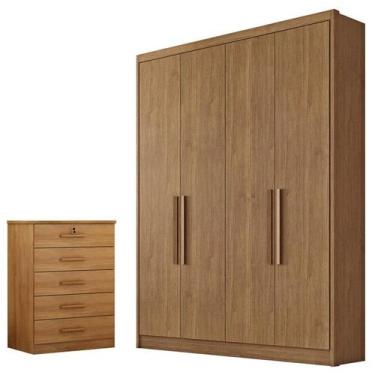 Imagem de Guarda Roupa Solteiro Sevilha com Nicho e Gaveteiro Suiça com Chave Cu