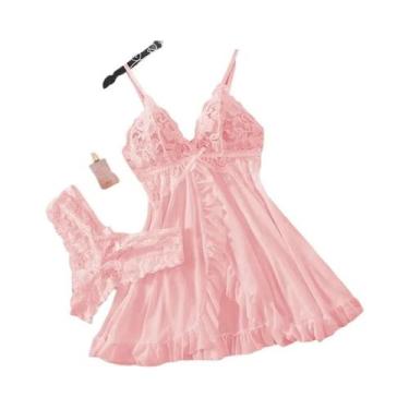 Imagem de Conjunto De Pijama Feminino Sensual Sem Mangas Com Renda E Decote V, C