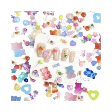 Imagem de Decorações Coloridas Para Unhas: Pingentes De Doces, Pirulitos Pintado