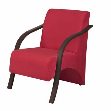 Imagem de Poltrona Vênus 1 Lugar Braço Madeira D Salla Suede Vermelho