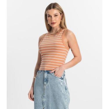 Imagem de Regata Feminina em Cotton Leve Rovitex Marrom, GG, Marrom