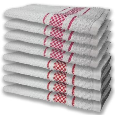 Imagem de 8 Panos De Prato Atoalhado Felpudo Premium 4 Vermelho 4 Rosa