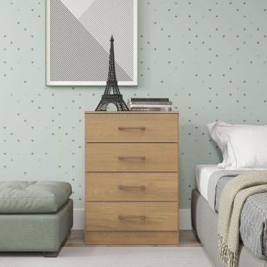 Imagem de Cômoda Para Quarto 4 Gavetas 93cm Menu Móveis Carvalho