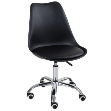 Imagem de Cadeira com rodízios Tulipa Leda Office escritório Preto