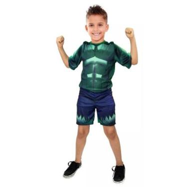 Imagem de Fantasia Hulk Infantil Sem Mascara Heróis - Fantasia Brás, G - 6 A 7 A
