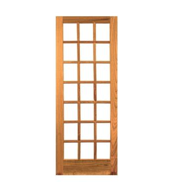 Imagem de Folha de Porta Madeira Maciça Angelim 210x92cm Vidro Quadriculado Jomadi Natural