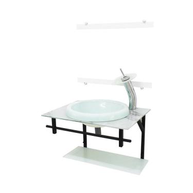 Imagem de Gabinete De Vidro Para Banheiro 60Cm  - Mármore Branco