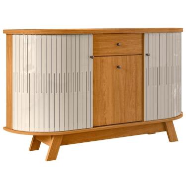 Imagem de Aparador Buffet Gadi M07 Retrô 3 Portas 1 Gaveta MDP 136CM Cinamomo Off White