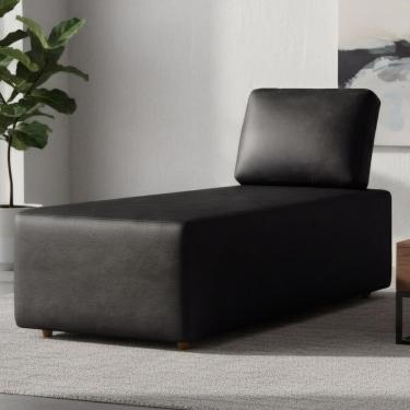Imagem de Sofá Chaise Modular 74cm Sala De Estar Sintético Preto Z32 - Mpozenato