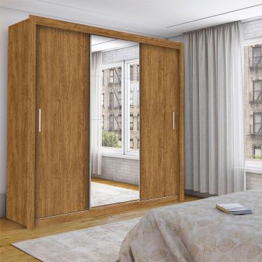 Imagem de Guarda Roupa Casal Isabela 3 Portas de Correr 4 Gavetas Madeira com Espelho Freijó Carioca Móveis