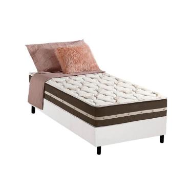 Imagem de Kit Cama Box com Colchão Solteiro D Angelis Anjos Classic Pillow Top Molas Malha Branco