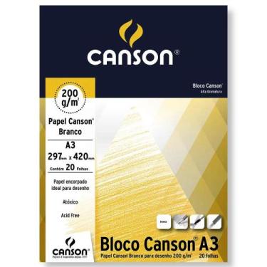 Imagem de Bloco Papel Desenho A3 Canson 200g 20 Folhas Branco
