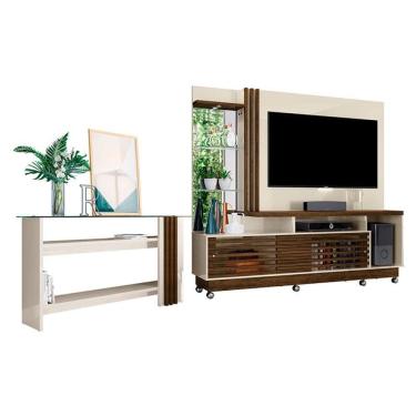 Imagem de Estante Home Theater com Rodízios e Aparador Frizz Plus Off White Savana – Madetec