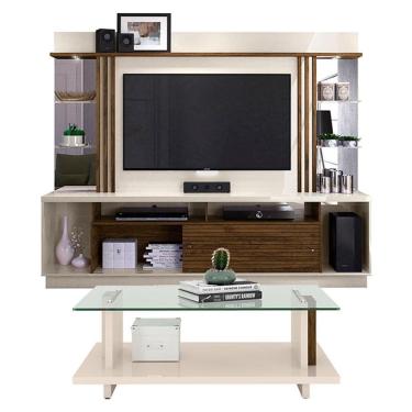 Imagem de Estante Home Theater com Mesa de Centro Frizz Gold Off White Savana – Madetec