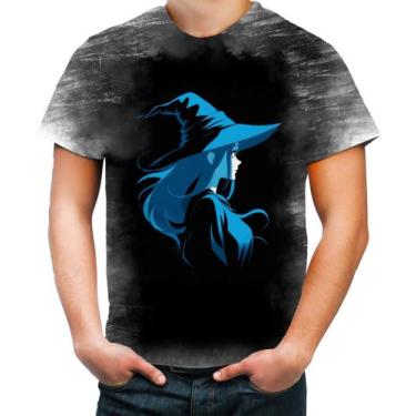 Imagem de Camiseta Desgaste Bruxa Halloween Azul Festa 12 - Kasubeck Store®, G