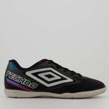 Imagem de Chuteira Umbro Techno II Futsal Juvenil Preta e Cinza-Unissex