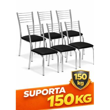 Imagem de Conjunto 6 Cadeiras Luzzi Decor Cromada Com suporte de Peso 150 Kgs Pa