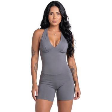 Imagem de Macaquinho Com Bojo Suplex Liso Vekyo Roupa Para Academia Treino Moda Fitness Feminina...