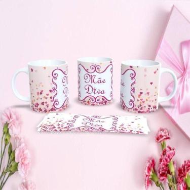 Imagem de Caneca de Porcelana 325ML Mães Estampa 76 Dia das Mães Decorada Branco