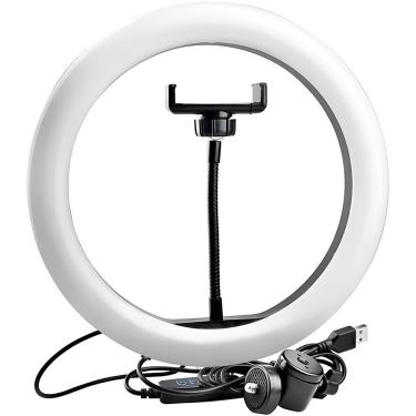 Imagem de Ring Light 12 Polegadas para Foto e Vídeo com Suporte de Celular Aro de LED 10W Bivolt Preto