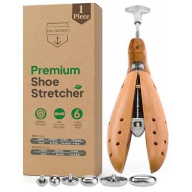 Imagem de HOUNDSBAY Bulldog — Esticador profissional de madeira bidirecional para homens e mulheres, alargador e expansor de sapatos para mulheres, Natural, Men's Large / 12 - 14