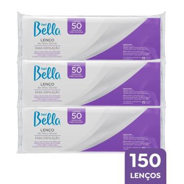 Imagem de Kit 3 Lenço para Depilação Falso Tecido Fibra Natural Limpeza de Pele Branco 50un Depil Bella
