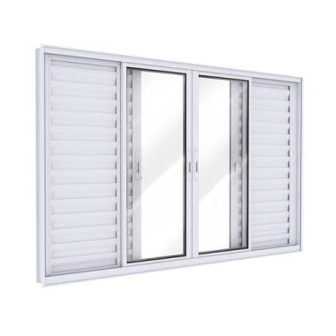 Imagem de Janela Veneziana de Alumínio 4 Folhas Móveis e 2 Folhas Fixas 120x150c