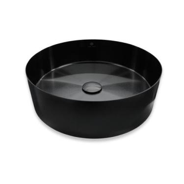 Imagem de Cuba Redonda Banheiro Inox 304 Preta Escovada 40cm com Válvula Click e
