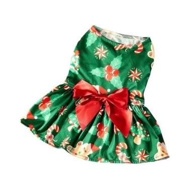 Imagem de Vestido Festivo De Natal Para Cães Com Laço, Saia Leve Para Cães De Pe
