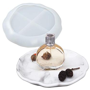 Imagem de FUNSHOWCASE Forma de silicone de resina epóxi redonda irregular, argila de polímero, concreto, bandeja de armazenamento de joias, suporte de vela, cinzeiro 21 x 20 cm