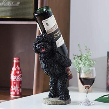 Imagem de Pkfinrd Ornamentos Put The Wine Rack criativo para decoração de casa, sala de estar, decoração de casa, ornamentos fofos para cães 28 x 18 cm (cor: preto)