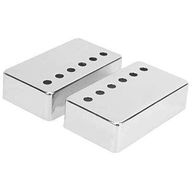 Imagem de Keenso 2 peças de concha de captador de guitarra elétrica, capa de captador de níquel LP Humbucker guitarra 50 mm e 52 mm acessórios para instrumentos musicais (prateados) acessórios para guitarra elétrica