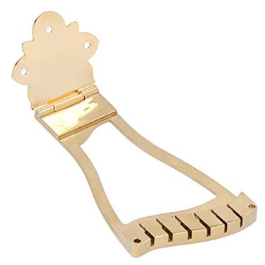 Imagem de Tailpieces de guitarra elétrica, peças ponte tailpiece substituição corpo oco com parafusos para instrumento musical para jazz(ouro)