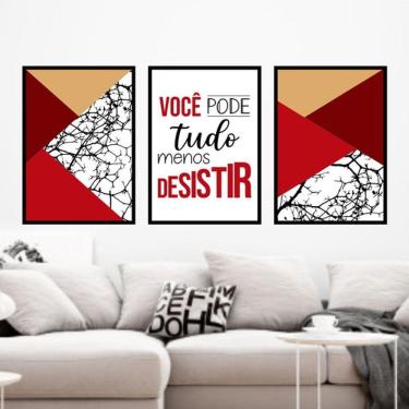 Imagem de Kit 3 Quadros Decorativos Você Pode Tudo - Vermelho