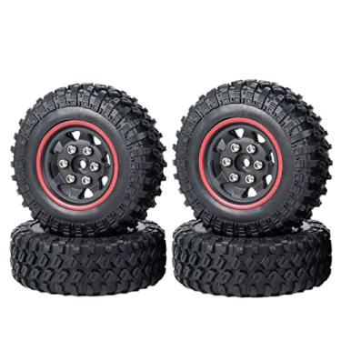 Imagem de NC 4PCS 1/24 Red Beadlock Tires & Wheels Rims for Axial SCX24 90081 00001 00002